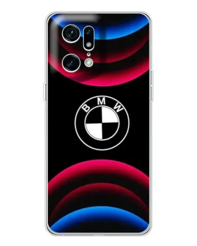 Чехол для OPPO Find X5 Pro с картинкой «Логотип BMW и неоновые дуги»