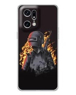 Чехол для OPPO Find X5 Pro с картинкой «PUBG — огненный силуэт»