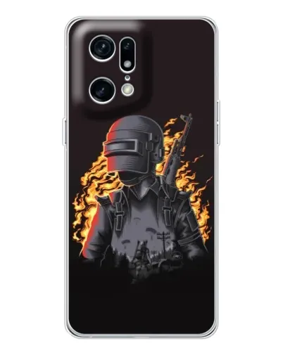 Чехол для OPPO Find X5 Pro с картинкой «PUBG — огненный силуэт»