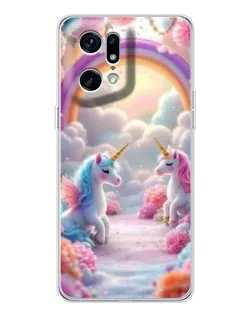 Чехол для OPPO Find X5 Pro с картинкой «Радуга и единороги» Чехол для OPPO Find X5 Pro с картинкой «Радуга и единороги»