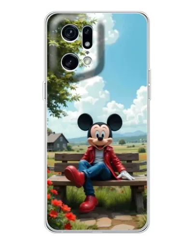 Чехол для OPPO Find X5 Pro с картинкой «Микки на скамейке»