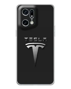 Чохол для OPPO Find X5 Pro з картинкою «Сталевий логотип Tesla»