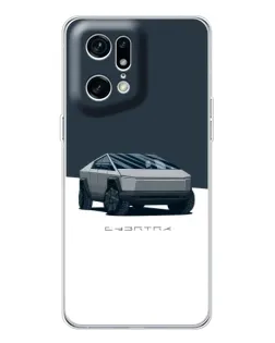 Чохол для OPPO Find X5 Pro з картинкою «Сріблястий Cybertruck Tesla»