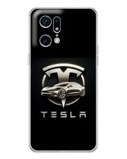 Чохол для OPPO Find X5 Pro з картинкою «Tesla — срібне авто»