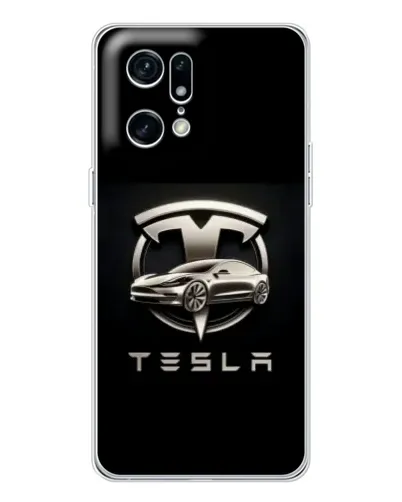 Чехол для OPPO Find X5 Pro с картинкой «Tesla — серебристое авто» Чехол для OPPO Find X5 Pro с картинкой «Tesla — серебристое авто»