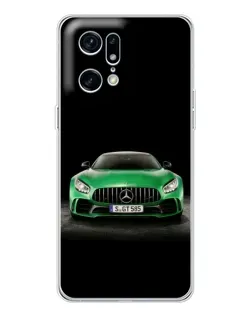 Чехол для OPPO Find X5 Pro с картинкой «Mercedes — неоновый лого»