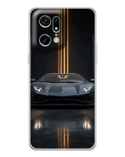 Чехол для OPPO Find X5 Pro с картинкой «Lamborghini золотые линии»