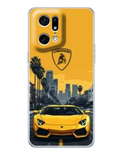 Чохол для OPPO Find X5 Pro з картинкою «Жовтий Lamborghini місто»