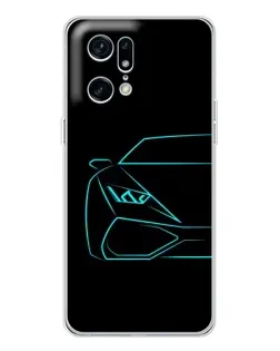 Чохол для OPPO Find X5 Pro з картинкою «Блакитний силует Lamborghini»