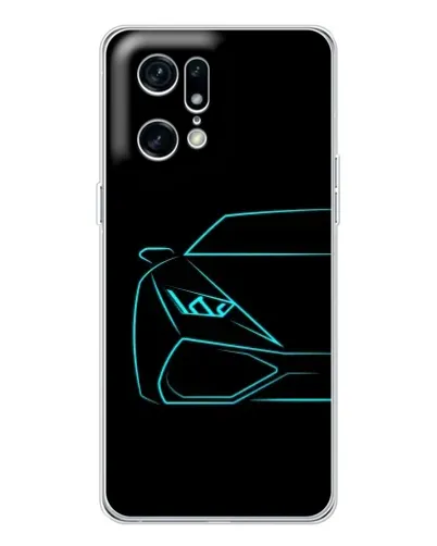 Чехол для OPPO Find X5 Pro с картинкой «Голубой силуэт Lamborghini»