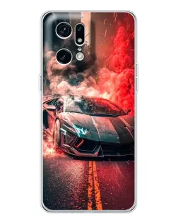 Чохол для OPPO Find X5 Pro з картинкою «Lamborghini червоний дим»