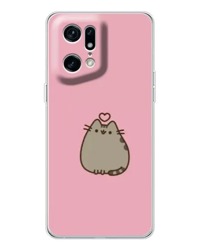 Чехол для OPPO Find X5 Pro с картинкой «Pusheen сердце»
