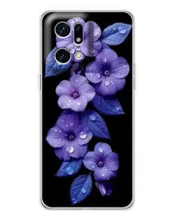 Чохол для OPPO Find X5 Pro з картинкою «Фіолетові квіти з росою»