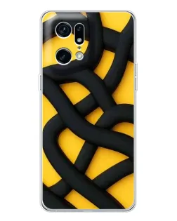 Чехол для OPPO Find X5 Pro с картинкой «Черное желтое переплетение»
