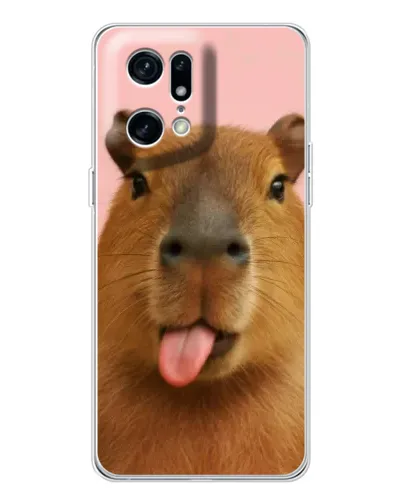Чехол для OPPO Find X5 Pro с картинкой «Капибара с языком»