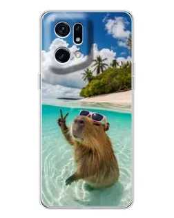 Чехол для OPPO Find X5 Pro с картинкой «Капибара на море» Чехол для OPPO Find X5 Pro с картинкой «Капибара на море»