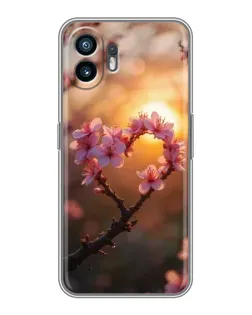 Чехол для OPPO K14 Turbo с картинкой «Розовый цвет сердце на фоне заката»