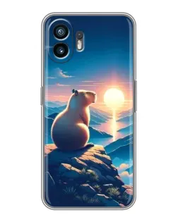 Чохол для OPPO K15 з картинкою «Захід сонця з капібарою»