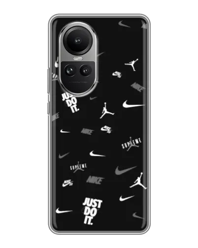 Чехол для OPPO Reno 10 Pro с картинкой «Nike Black Pattern»