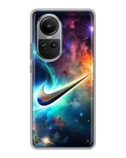 Чехол для OPPO Reno 10 Pro с картинкой «Космический Nike Swoosh»