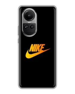 Чехол для OPPO Reno 10 Pro с картинкой «Золотой логотип Nike»