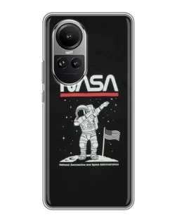 Чехол для OPPO Reno 10 Pro с картинкой «NASA — шагаем по Луне»