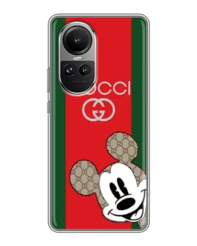 Чехол для OPPO Reno 10 Pro с картинкой «Gucci — полосы и Микки» Чехол для OPPO Reno 10 Pro с картинкой «Gucci — полосы и Микки»
