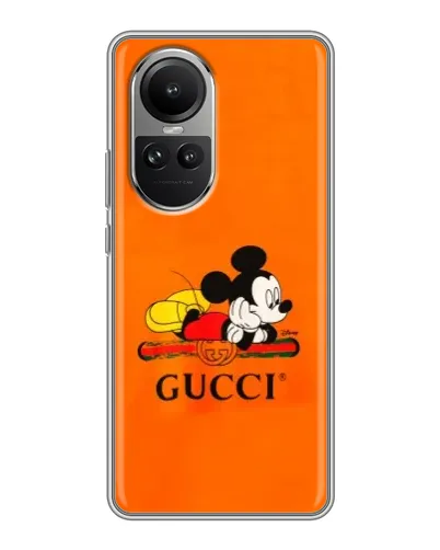 Чехол для OPPO Reno 10 Pro с картинкой «Микки Маус Gucci — оранж» Чехол для OPPO Reno 10 Pro с картинкой «Микки Маус Gucci — оранж»
