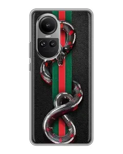 Чехол для OPPO Reno 10 Pro с картинкой «Gucci — змея на полосе» Чехол для OPPO Reno 10 Pro с картинкой «Gucci — змея на полосе»