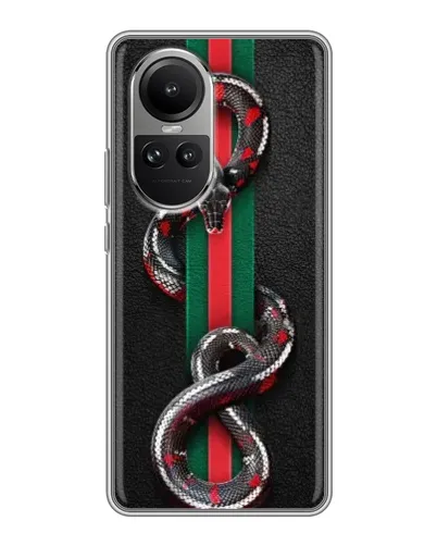 Чехол для OPPO Reno 10 Pro с картинкой «Gucci — змея на полосе» Чехол для OPPO Reno 10 Pro с картинкой «Gucci — змея на полосе»
