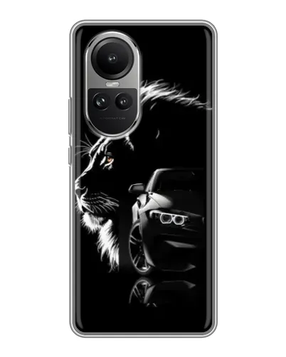Чехол для OPPO Reno 10 Pro с картинкой «BMW и лев»