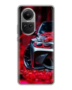 Чехол для OPPO Reno 10 Pro с картинкой «Спортивная BMW и цветы» Чехол для OPPO Reno 10 Pro с картинкой «Спортивная BMW и цветы»