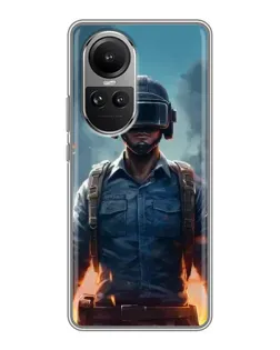 Чехол для OPPO Reno 10 Pro с картинкой «PUBG — реалистичный герой»