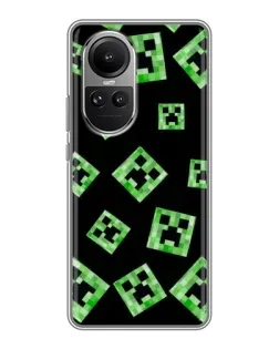 Чехол для OPPO Reno 10 Pro с картинкой «Паттерн с криперами»