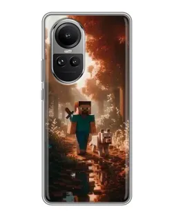 Чехол для OPPO Reno 10 Pro с картинкой «Стив в лесу»
