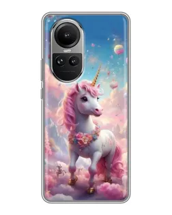 Чехол для OPPO Reno 10 Pro с картинкой «Единорог среди облаков»