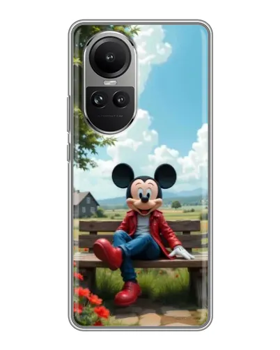 Чехол для OPPO Reno 10 Pro с картинкой «Микки на скамейке» Чехол для OPPO Reno 10 Pro с картинкой «Микки на скамейке»
