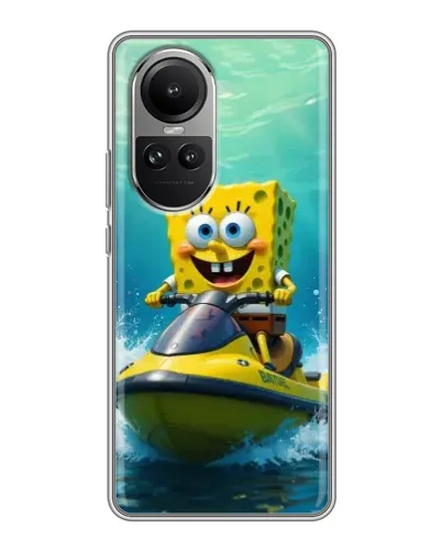 Чехол для OPPO Reno 10 Pro с картинкой «Спанч Боб на гидроцикле»