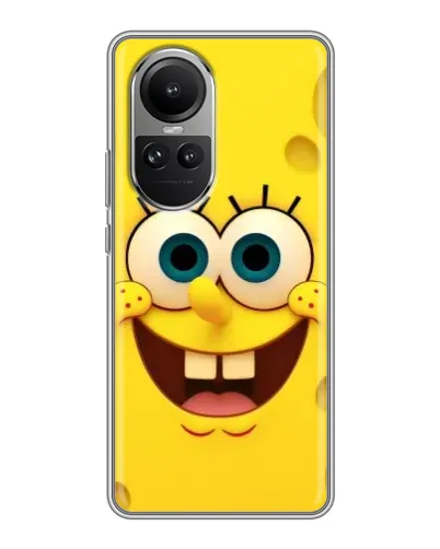 Чехол для OPPO Reno 10 Pro с картинкой «Губка Боб улыбка»