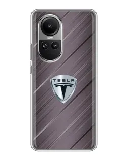 Чехол для OPPO Reno 10 Pro с картинкой «Металлическая текстура Tesla» Чехол для OPPO Reno 10 Pro с картинкой «Металлическая текстура Tesla»