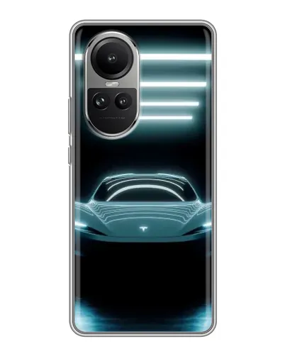 Чехол для OPPO Reno 10 Pro с картинкой «Tesla в неоне» Чехол для OPPO Reno 10 Pro с картинкой «Tesla в неоне»