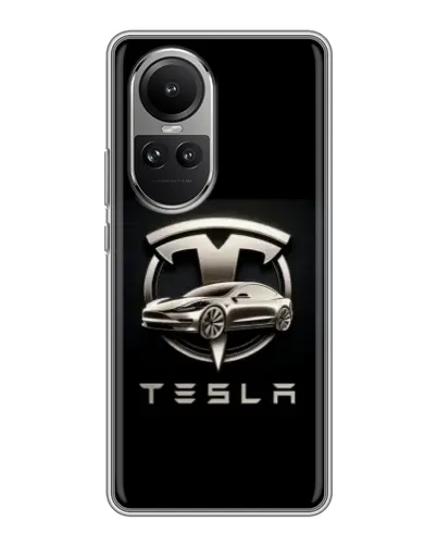 Чехол для OPPO Reno 10 Pro с картинкой «Tesla — серебристое авто» Чехол для OPPO Reno 10 Pro с картинкой «Tesla — серебристое авто»