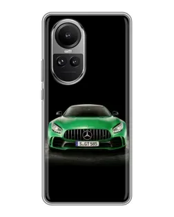 Чехол для OPPO Reno 10 Pro с картинкой «Mercedes — неоновый лого»