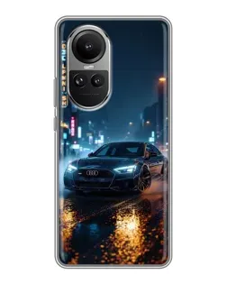 Чехол для OPPO Reno 10 Pro с картинкой «Ночной город и Audi»
