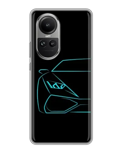 Чехол для OPPO Reno 10 Pro с картинкой «Голубой силуэт Lamborghini»