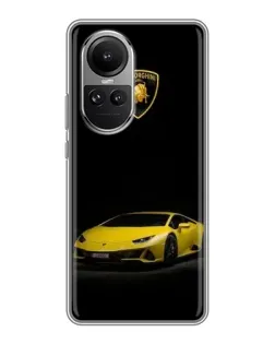 Чехол для OPPO Reno 10 Pro с картинкой «Lamborghini желтый акцент»
