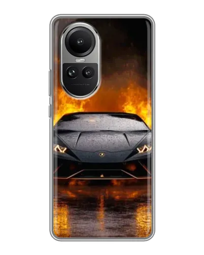 Чехол для OPPO Reno 10 Pro с картинкой «Lamborghini в огне»