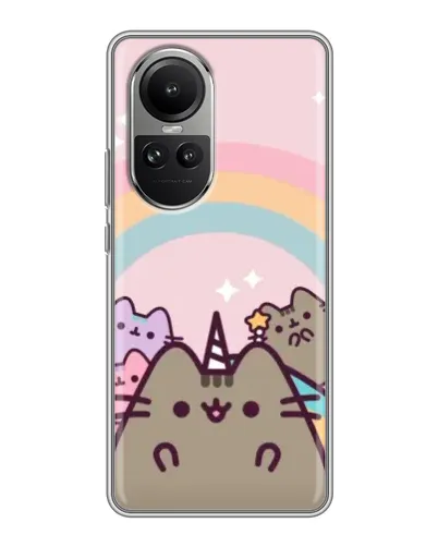 Чехол для OPPO Reno 10 Pro с картинкой «Единорог Pusheen»