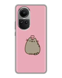 Чехол для OPPO Reno 10 Pro с картинкой «Pusheen сердце»