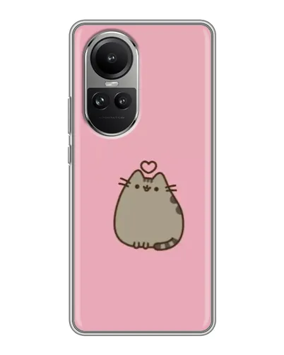 Чехол для OPPO Reno 10 Pro с картинкой «Pusheen сердце»